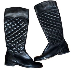 Corso Como Black Leather Boots Size 6 M